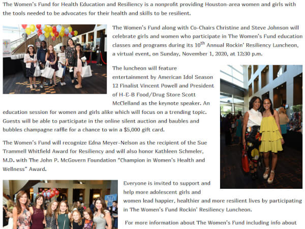 Screenshot of The Women’s Fund for Health Education and Resiliency Presents Love Your Heart Series and Health and Wellness