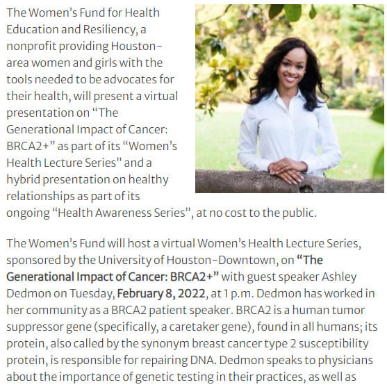 Screenshot of The Women’s Fund for Health Education and Resiliency Presents Love Your Heart Series and Health and Wellness
